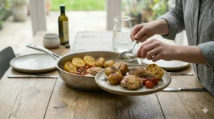 The flat induction-compatible base of a large frying pan sitting on a sleek glass hob.