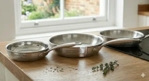 Pouring red wine into a hot stainless steel frying pan to deglaze the pan and make a rich gravy for a Sunday roast.