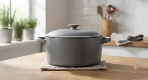 Contemporary grey ceramic casserole dish designed for modern kitchens and versatile oven-to-table cooking.