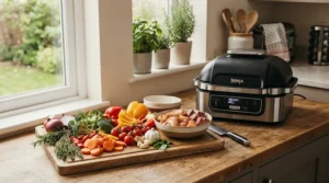 Preparing a traditional Sunday roast dinner using one of the best pressure cookers in a Victorian terrace kitchen