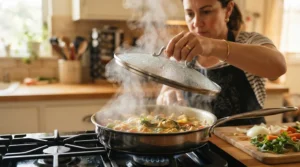 An expert checking performance during a hands-on review of best steamer pots