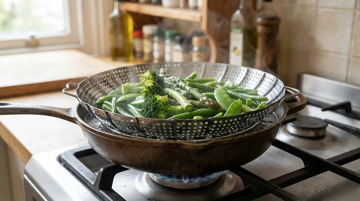 The best universal steamer insert fitting snugly into various existing kitchen pans
