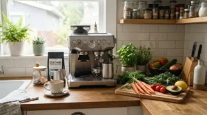 Affordable kitchen setup featuring pressure cookers under £80 on a clean worktop