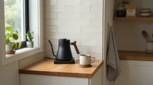 Compact pressure cookers under £80 set up on a small student flat kitchen counter